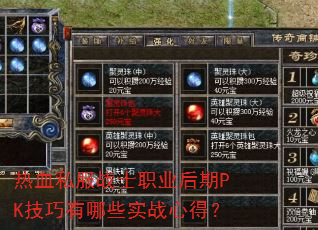 ��Ѫ˽��սʿְҵ����PK��������Щʵս�ĵã�